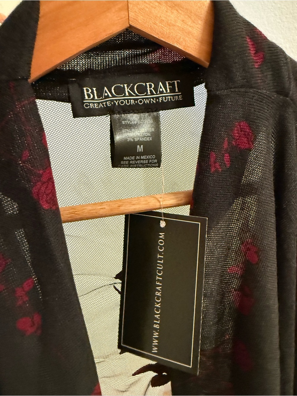 NWT Blackcraft Cult Black Sheer Cardigan Mesh Rose Embroidery Medium Gothic Emo - Picture 12 of 14